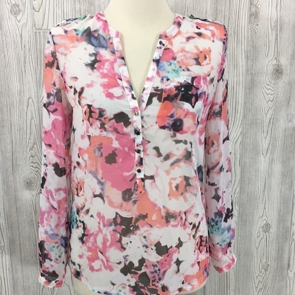 Apt. 9 Sheer Floral Tunic Blouse Size Small - Picture 1 of 9